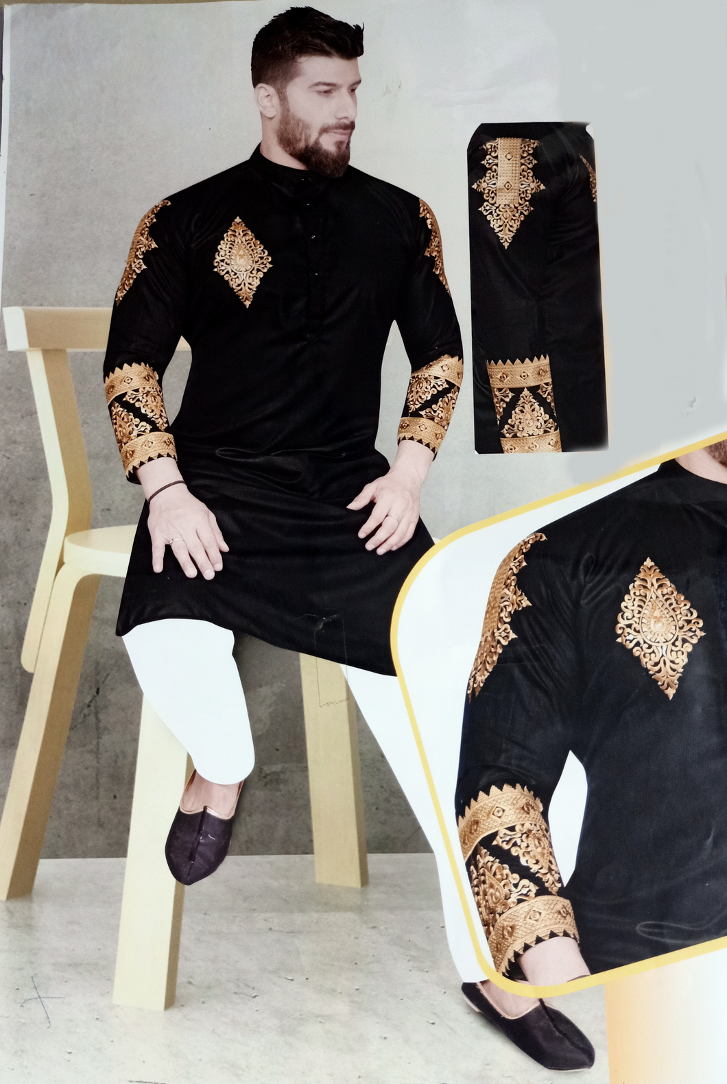 Pathani suit black discount colour