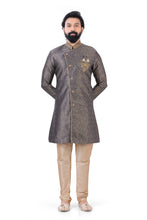 Load image into Gallery viewer, Aangrakha Style Banarasi 2 pieces Indo western in Dark Grey
