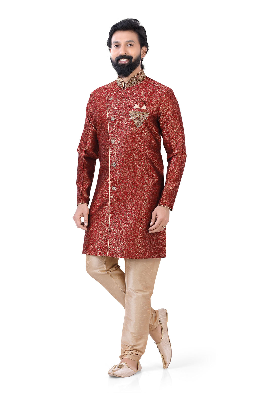 Aangrakha Style Banarasi 2 pieces Indo western in Maroon