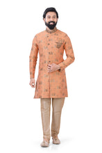 Load image into Gallery viewer, Aangrakha style Banarasi 2 pieces Indo western in Peach
