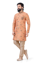 Load image into Gallery viewer, Aangrakha style Banarasi 2 pieces Indo western in Peach
