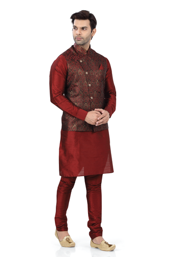 Brocade Silk - Premium Kurta Pyjama - Just $ 75! Shop now at Dapper Ethnic