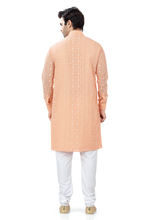 Load image into Gallery viewer, Lucknowi Chikankari Kurta Pajama Set in Peach Color
